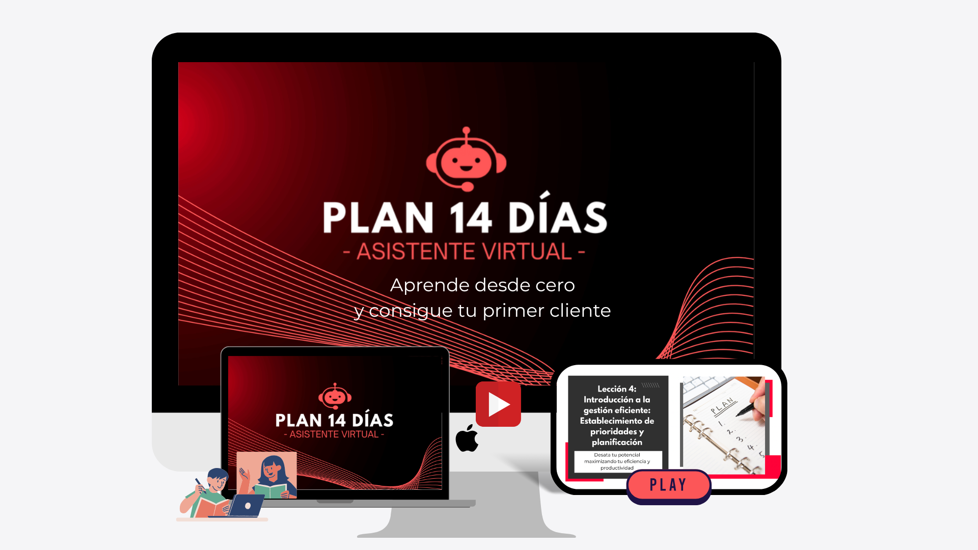 Mockup del curso Plan 14 Días Asistente Virtual